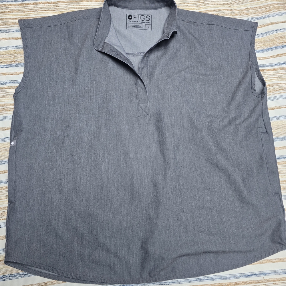 Figs Gray Casual Button Down Shirt with Minimalist Design